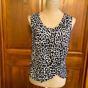 CAbi French Knotty Terry Tank, Leopard Print, Size XS